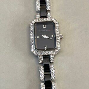 ISAAC MIZRAHI LIVE | Women's Black Ceramic and Crystal Bracelet Watch-NEW w/Box